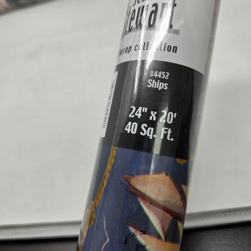 Jessica Stewart Ships Giftwrap 2 Rolls Nautical Navy‎ Blue 24in x 20ft 80 Sq Ft